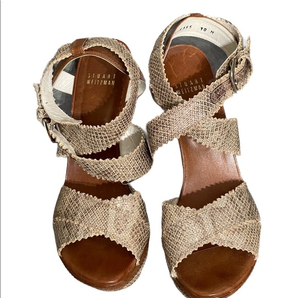 Stuart Weitzman platform tan/brown wedges size 10M - Picture 1 of 12
